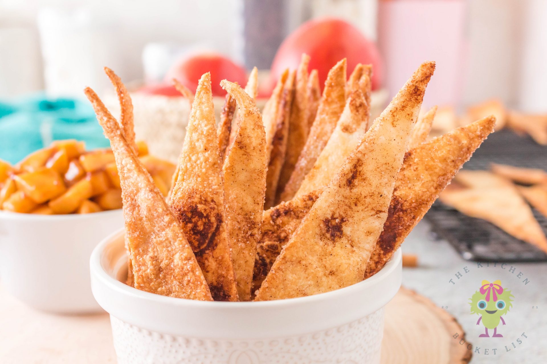 The Kitchen Bucket List Air Fryer Cinnamon Tortilla Chips and Apple