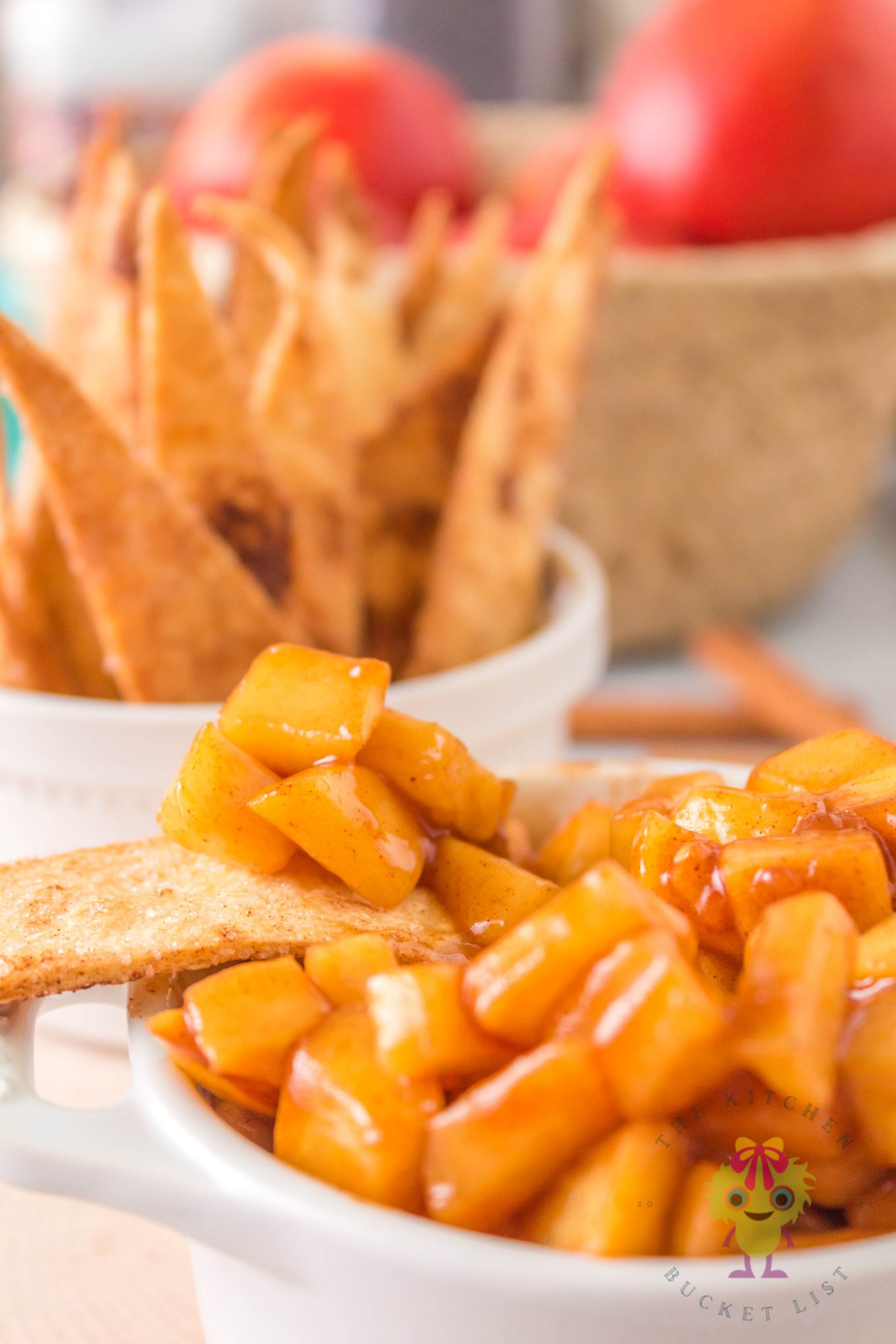 The Kitchen Bucket List Air Fryer Cinnamon Tortilla Chips and Apple