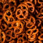 very clos up shot of pretzels