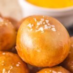 close up of pretzel bite salt on top