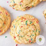 You are going to devour these Funfetti Cookies. They have a perfectly crispy edge and a soft chewy center. Better yet it is a big cookie, that is fit for a dessert all by itself.