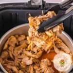 Air fryer shredded chicken cooked and ready to serve.