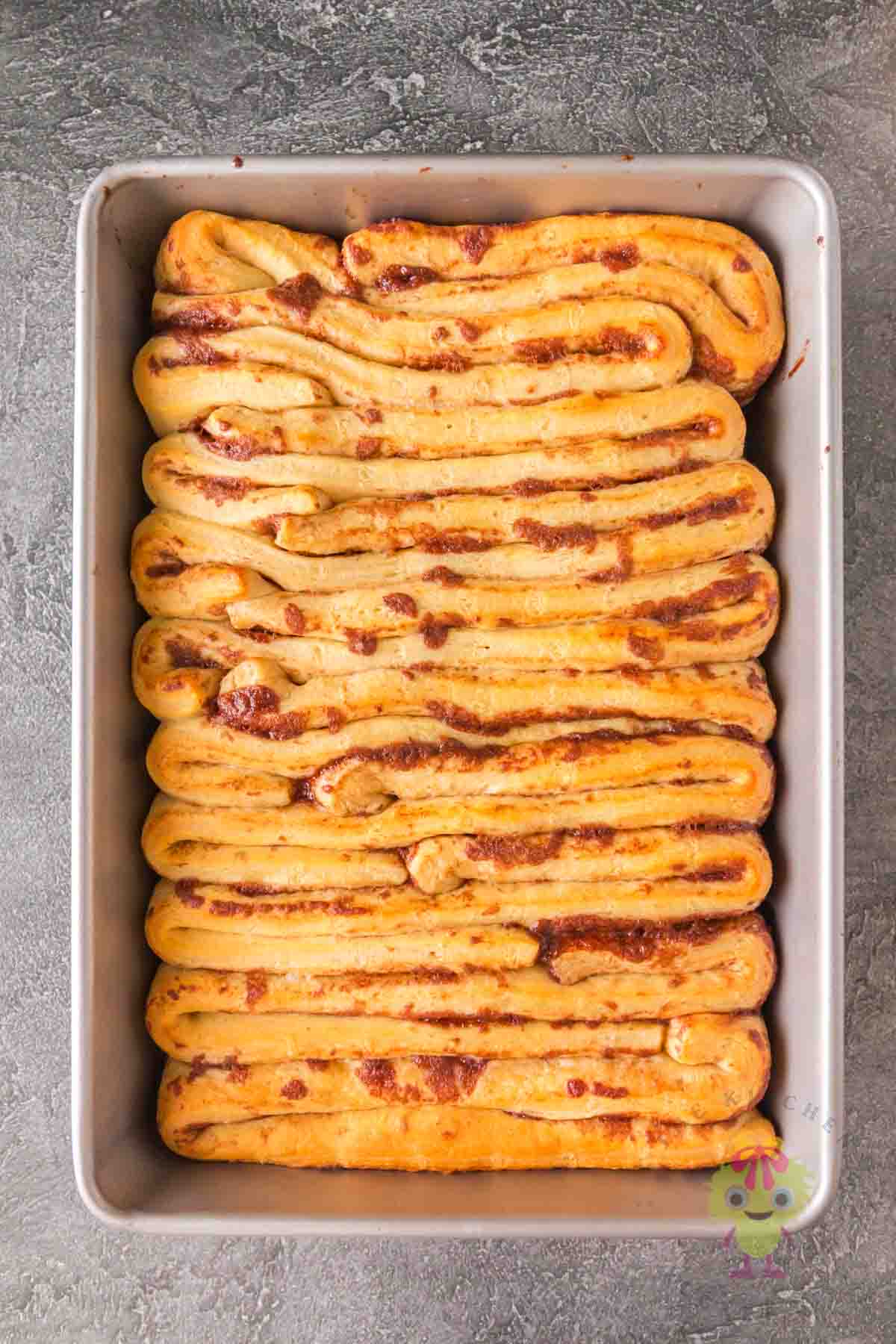 The Pillsbury dough has been baked in a preheated oven until nice and golden. Now it is ready to be transformed into intestines.