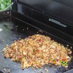 Either for feeding a hungry crowd or meal planning for a busy week, this fast and fresh griddle ground beef fried rice is ready in 30 minutes. The fried rice is ready to serve from the griddle.