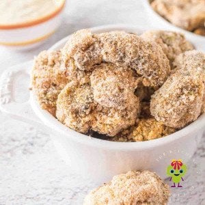 Fresh from the air fryer and ready to eat these mushroom bites are done in no time.