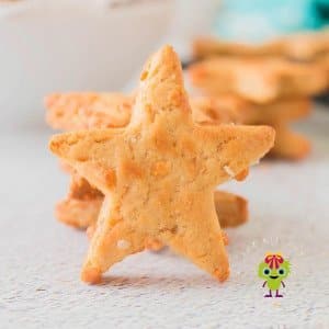 Star shaped air fryer dog treats cooked in the air fryer. The recipe uses Kamut flour and other all-natural ingredients.