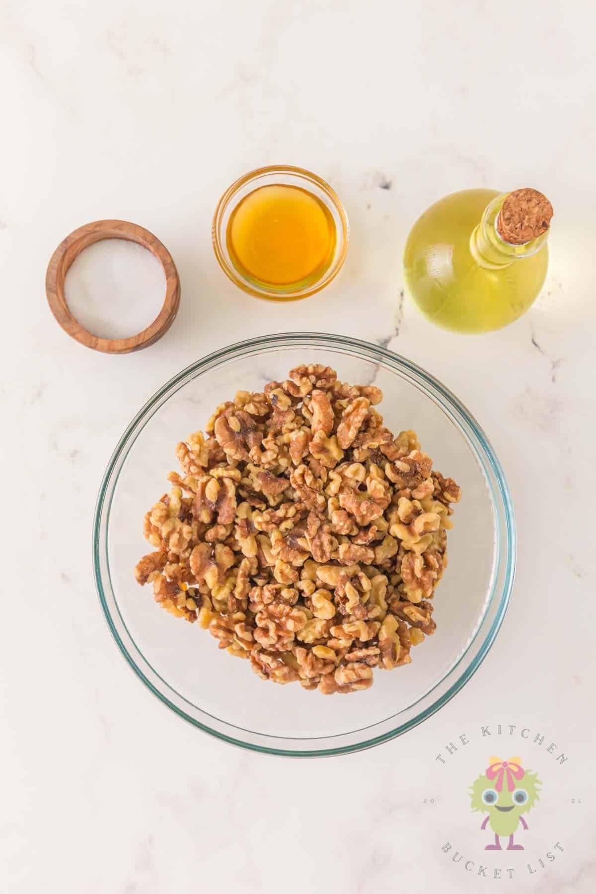 Overhead picture of the 4 ingredients to make this recipe in the air fryer.