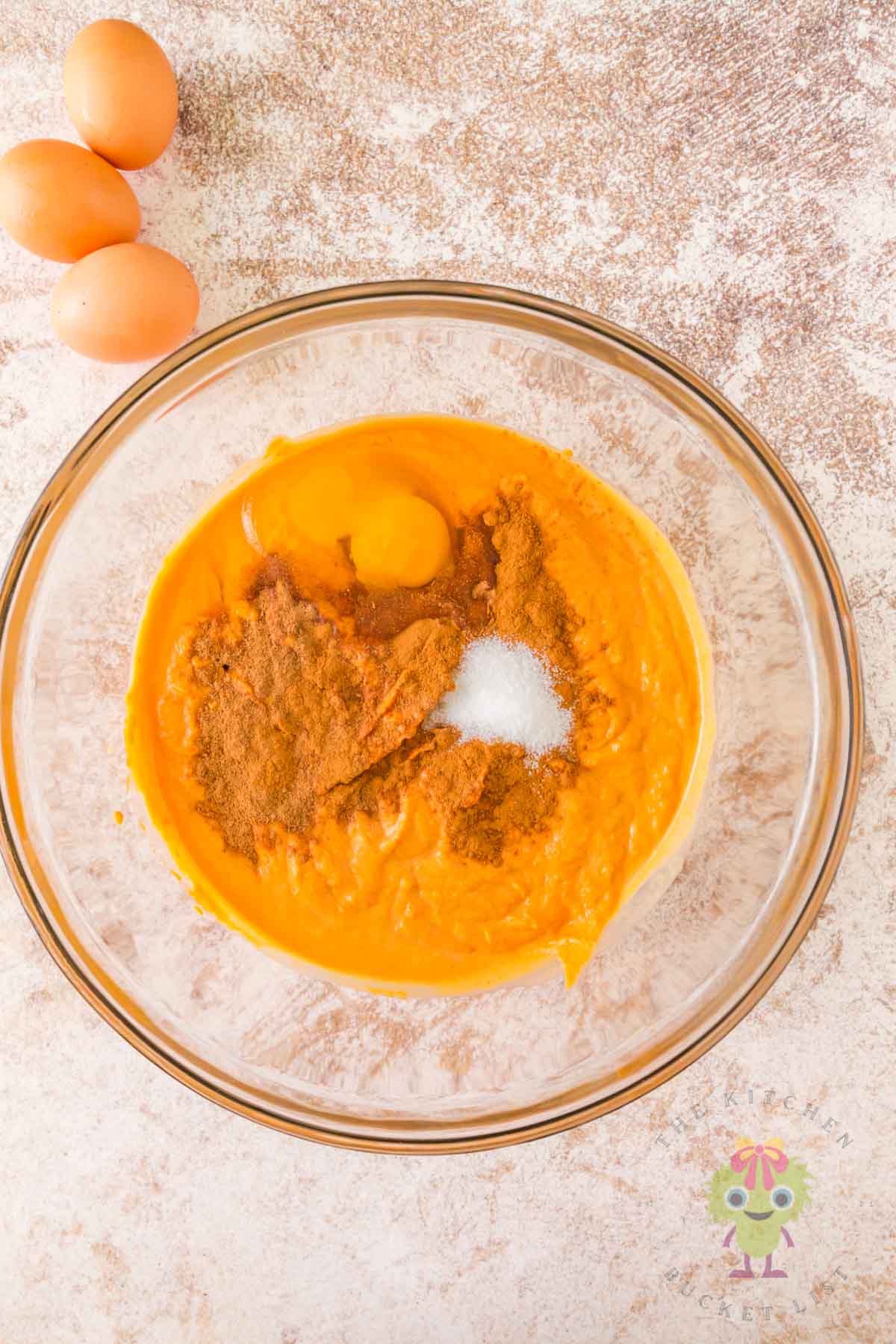 Pumpkin mixture made with pumpkin puree.