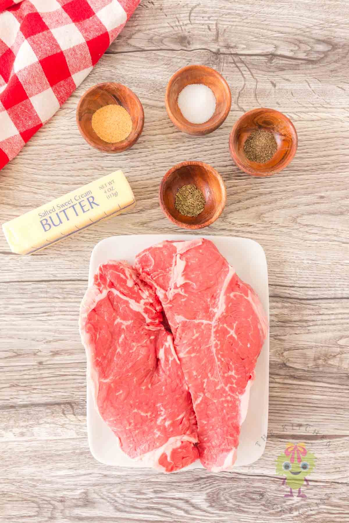 Showing the normal pantry ingredients to make this recipe. The dry rub is just 4 spices.